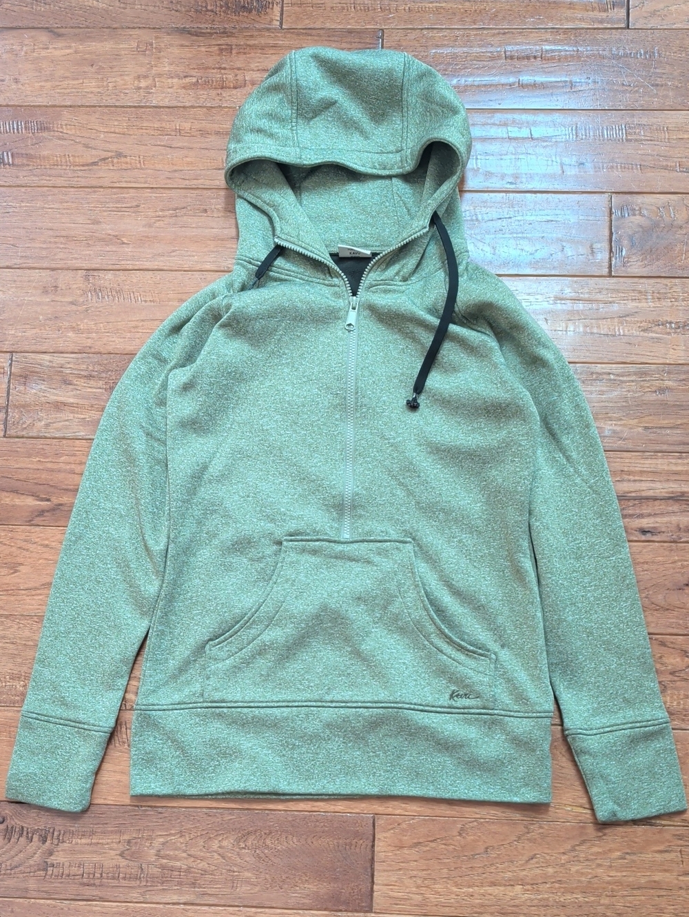 Kavu Green Hooded Fleece Half-Zip Sweater